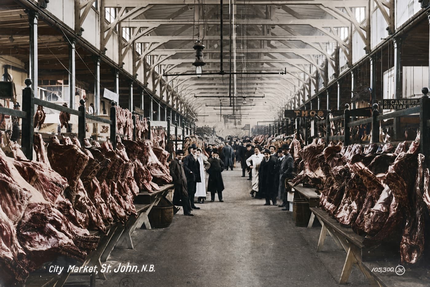 Inside the City Market, Charlotte Street, uptown, Early 1900s