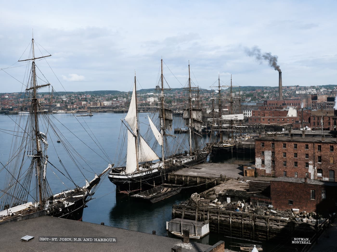 Tall ships in the harbour, Saint John Harbour, Late 1800s