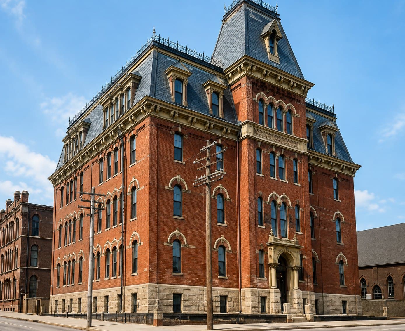 Victoria School, Duke Street at Sydney Street, uptown, Built 1876 · rebuilt 1877 after the fire