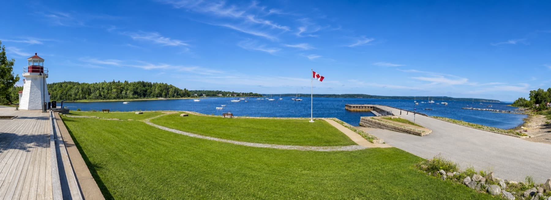 The lighthouse and wharf at Renforth, Rothesay, on the Kennebecasis River
